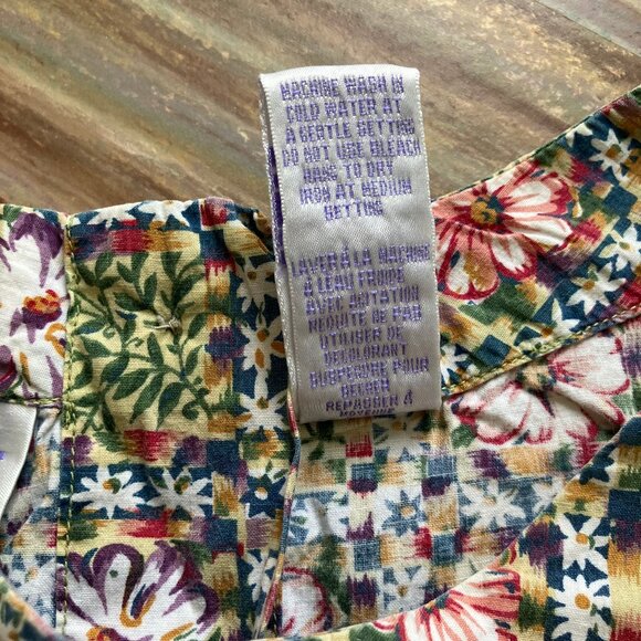 FairSet Cotton Midi Dress Short Sleeves Pockets Vintage 90s Floral Print - Picture 6 of 9
